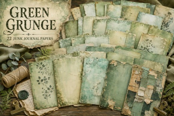 Vintage Green Grunge Paper Texture Paper