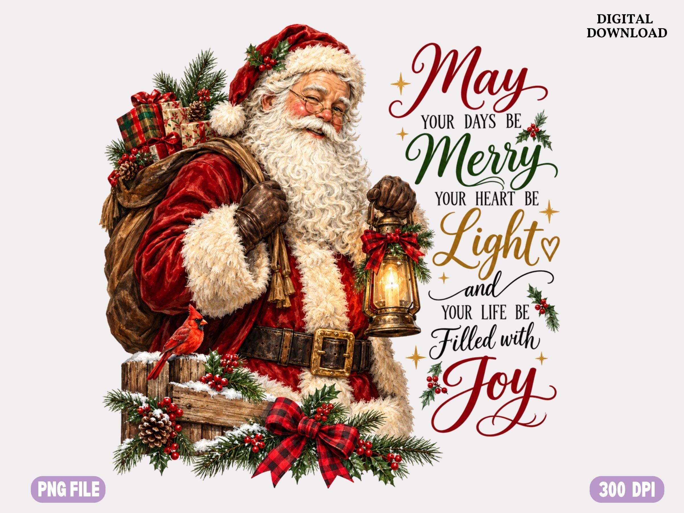 Vintage Santa Christmas PNG, Rustic Gift