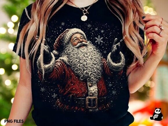 Vintage Santa Halftone Christmas Png Graphic T-shirt Designs By 90s Panda