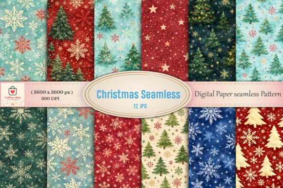 Watercolor Winter Christmas Seamless Pat