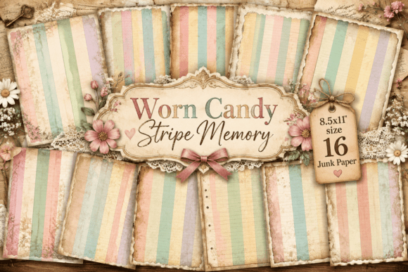 Worn Candy Stripe Memory Junk Journal