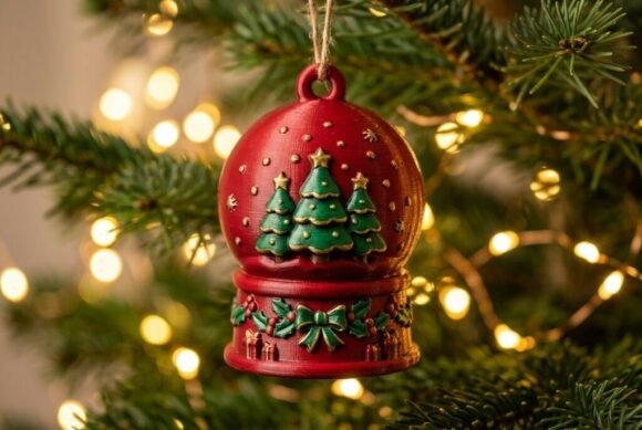 Snow Globe 3D Print Model - Christmas Winter Tabletop Decoration STL - Image 1