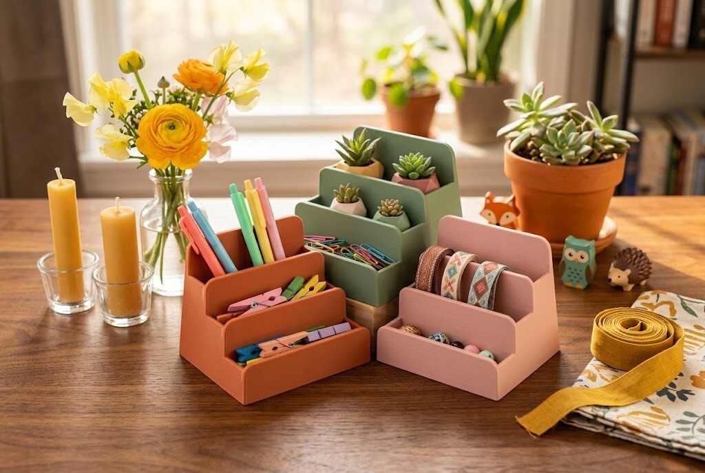 Multi-Level Desk Organizer STL – 3D Printable Tiered Storage for Office Supplies - Image 2