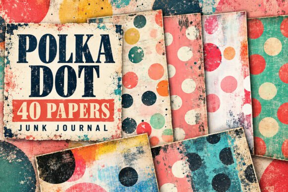 Abstract Polka Dot Grunge Digital Papers