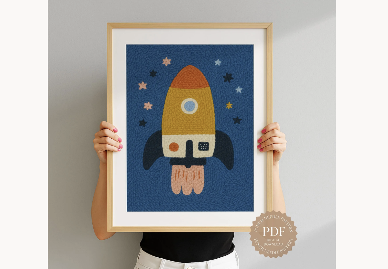 Blue Sky Rocket Punch Needle Pattern