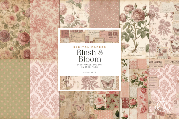 Blush & Bloom Vintage Junk Journal Pages