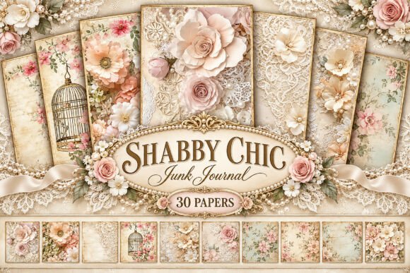 Blush Rose and Lace Junk Journal Papers