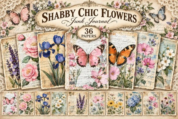 Botanical Flower Junk Journal Papers