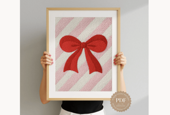Candy Stripe Bow Punch Needle Pattern