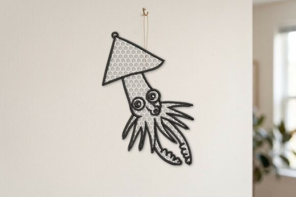 Cartoon Squid Free Standing Lace