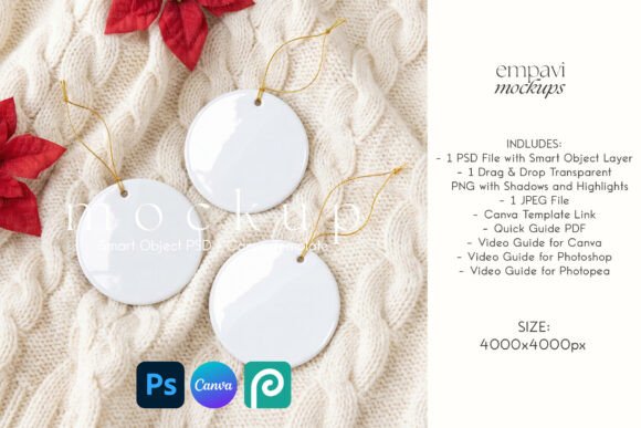 Ceramic Ornament Mockup Set of 3