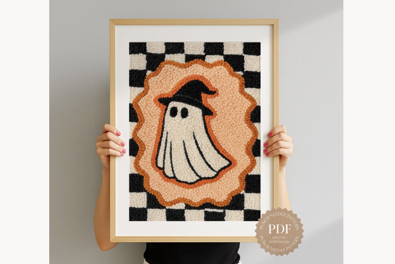 Checkered Ghost Punch Needle Pattern