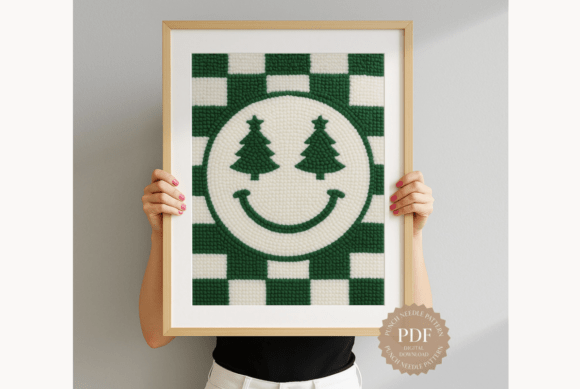 Checkered Smiley Punch Needle Pattern