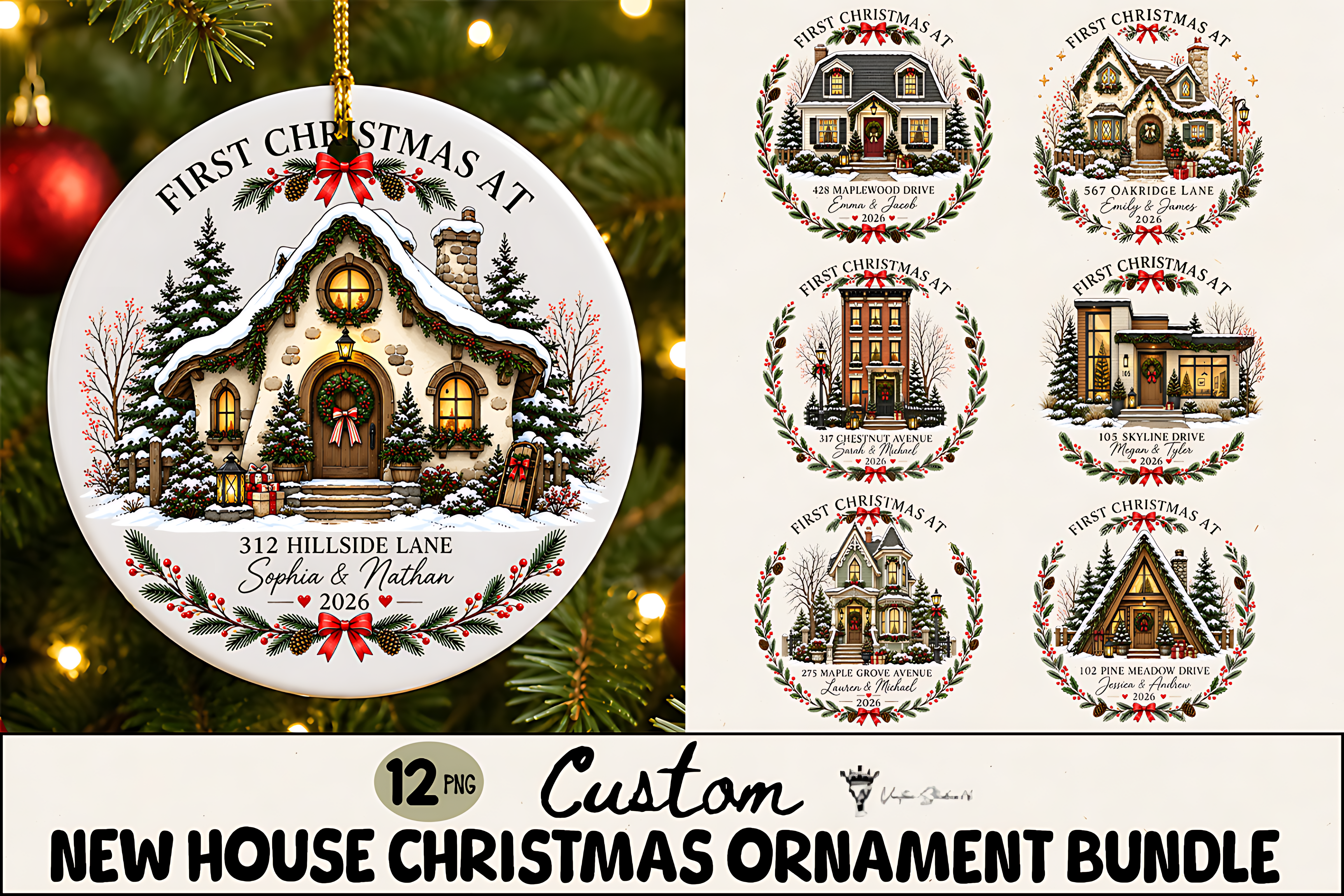 Christmas New House Ornament Bundle PNG