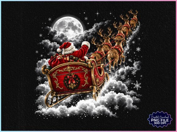 Christmas Santa Sleigh PNG Graphic Illustrations By Creative Community