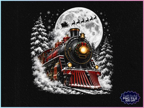 Christmas Train Santa Sleigh PNG Graphic Illustrations By Creative Community