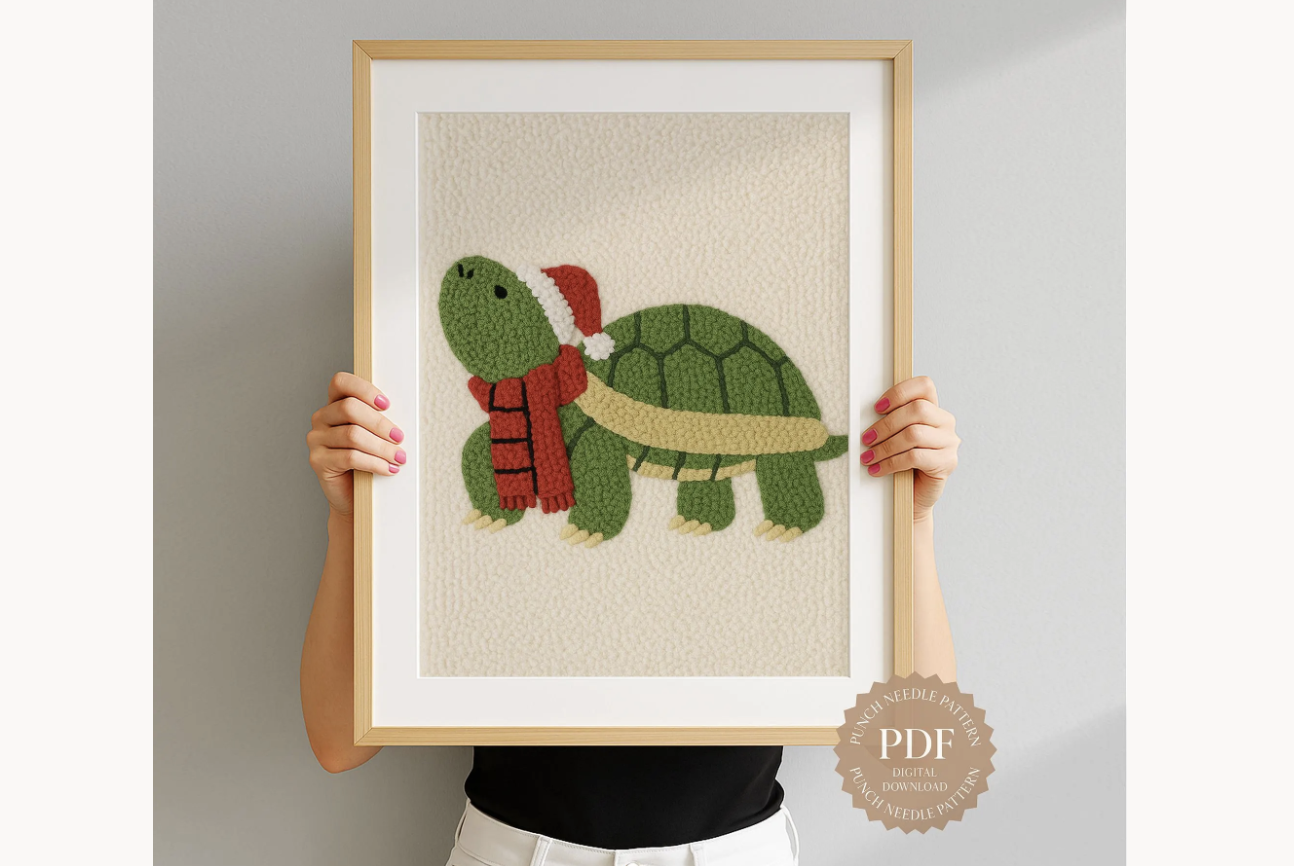 Christmas Turtle Punch Needle Pattern