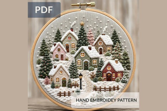Christmas Village Embroidery Pattern 4