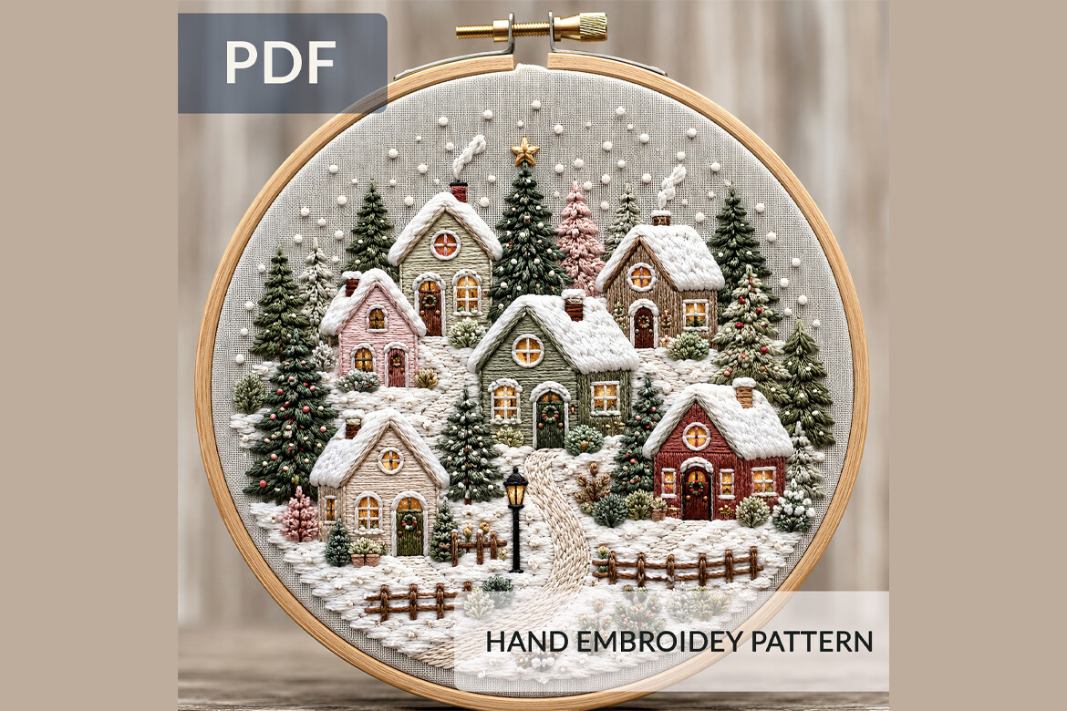 Christmas Village Embroidery Pattern 4