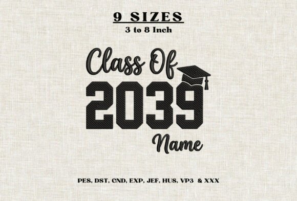 Class of 2039 Graduation Name Embroidery