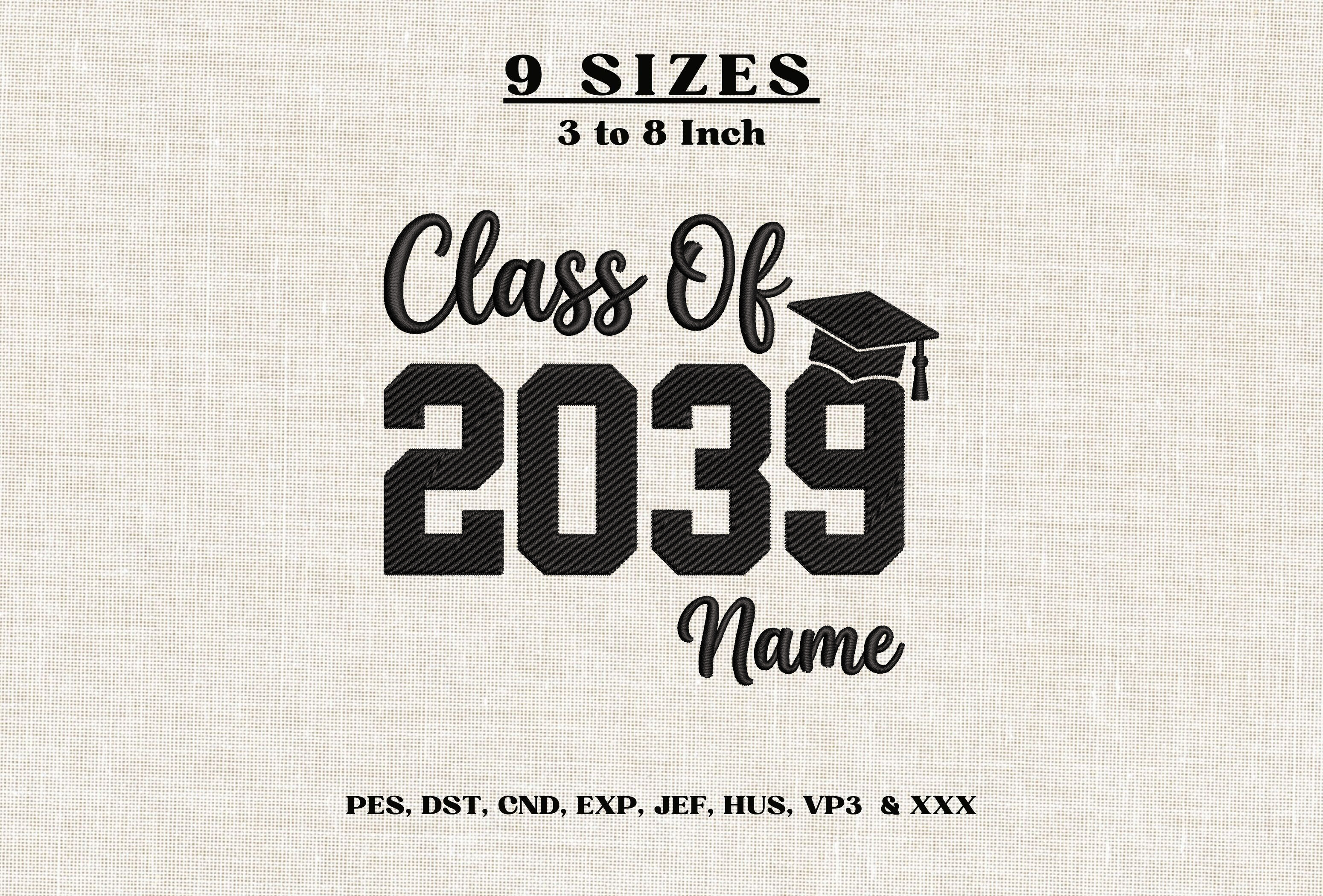 Class of 2039 Graduation Name Embroidery