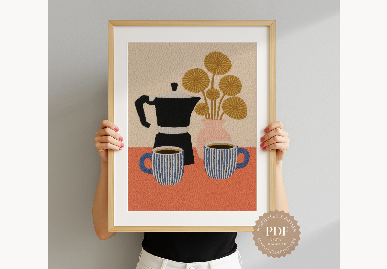 Coffee Mugs Punch Needle Pattern