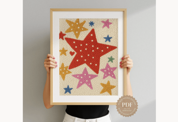 Colorful Stars Punch Needle Pattern