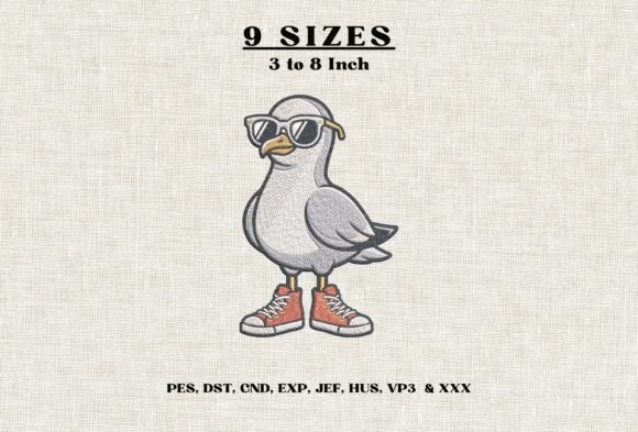 Cool Seagull Machine Embroidery Design