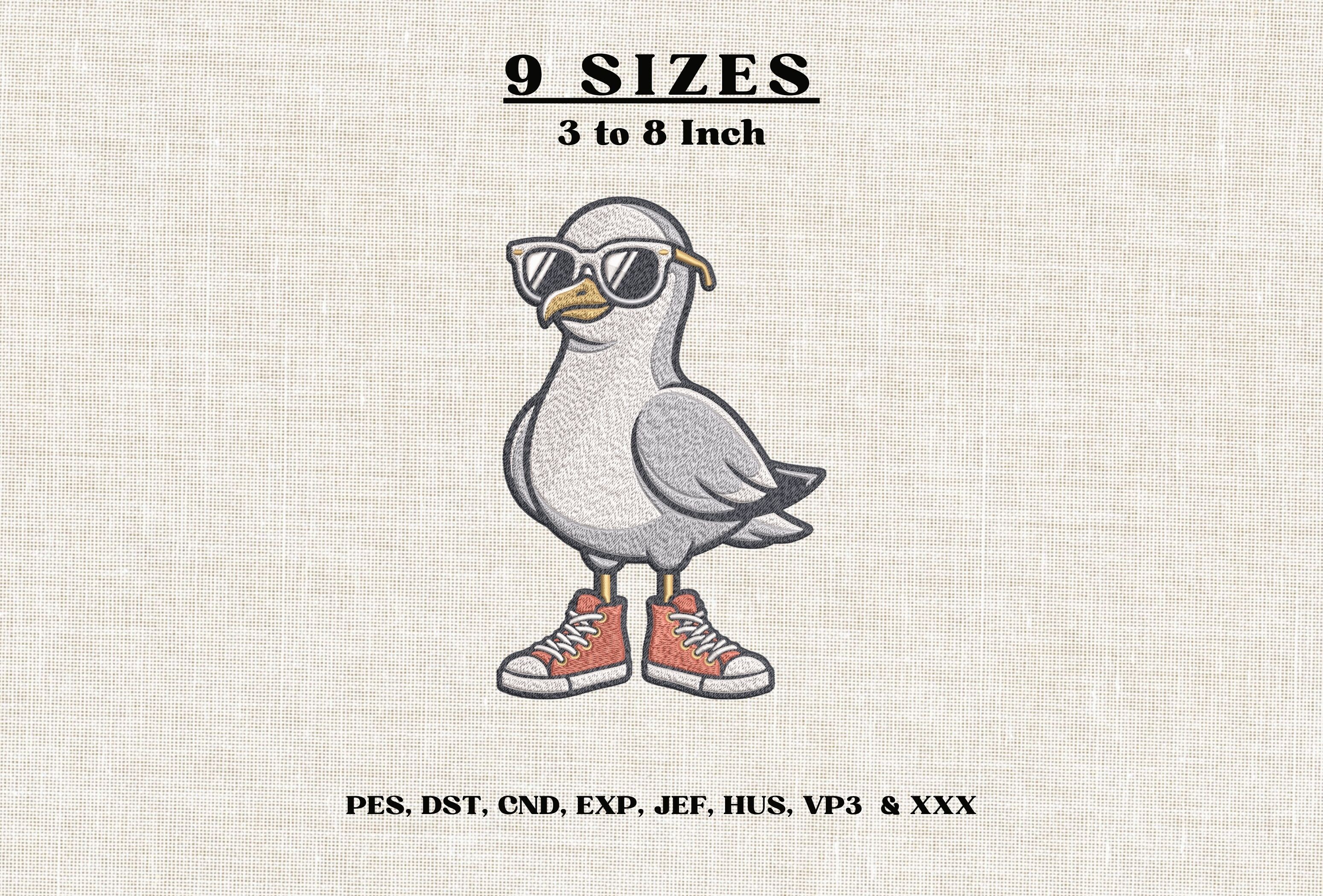 Cool Seagull Machine Embroidery Design