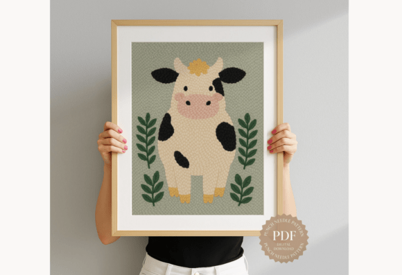 Cow Portrait Punch Needle Pattern