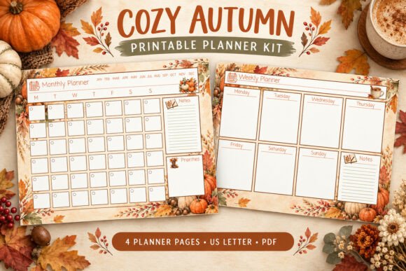 Cozy Autumn Printable Planner Kit