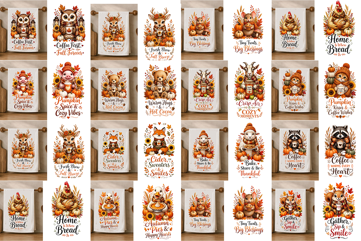 Cozy Fall Animal Kitchen Towel Set