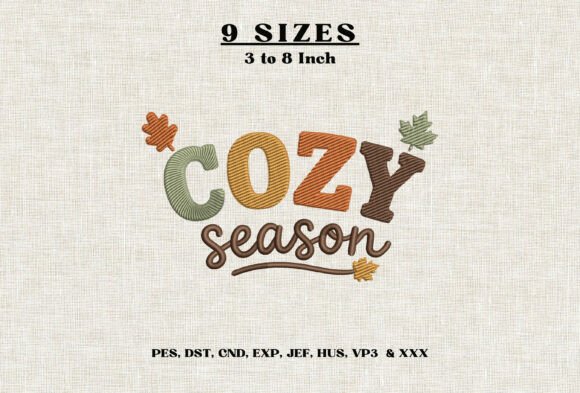 Cozy Season Fall Leaves Embroidery DST