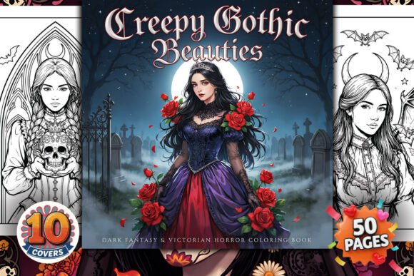Creepy Gothic Beauties Coloring Book