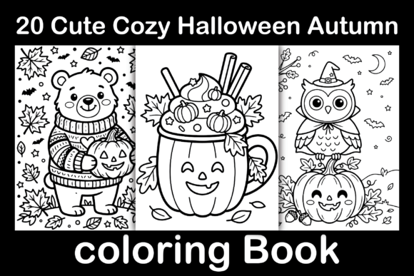 Cute Cozy Halloween Autumn Coloring Book