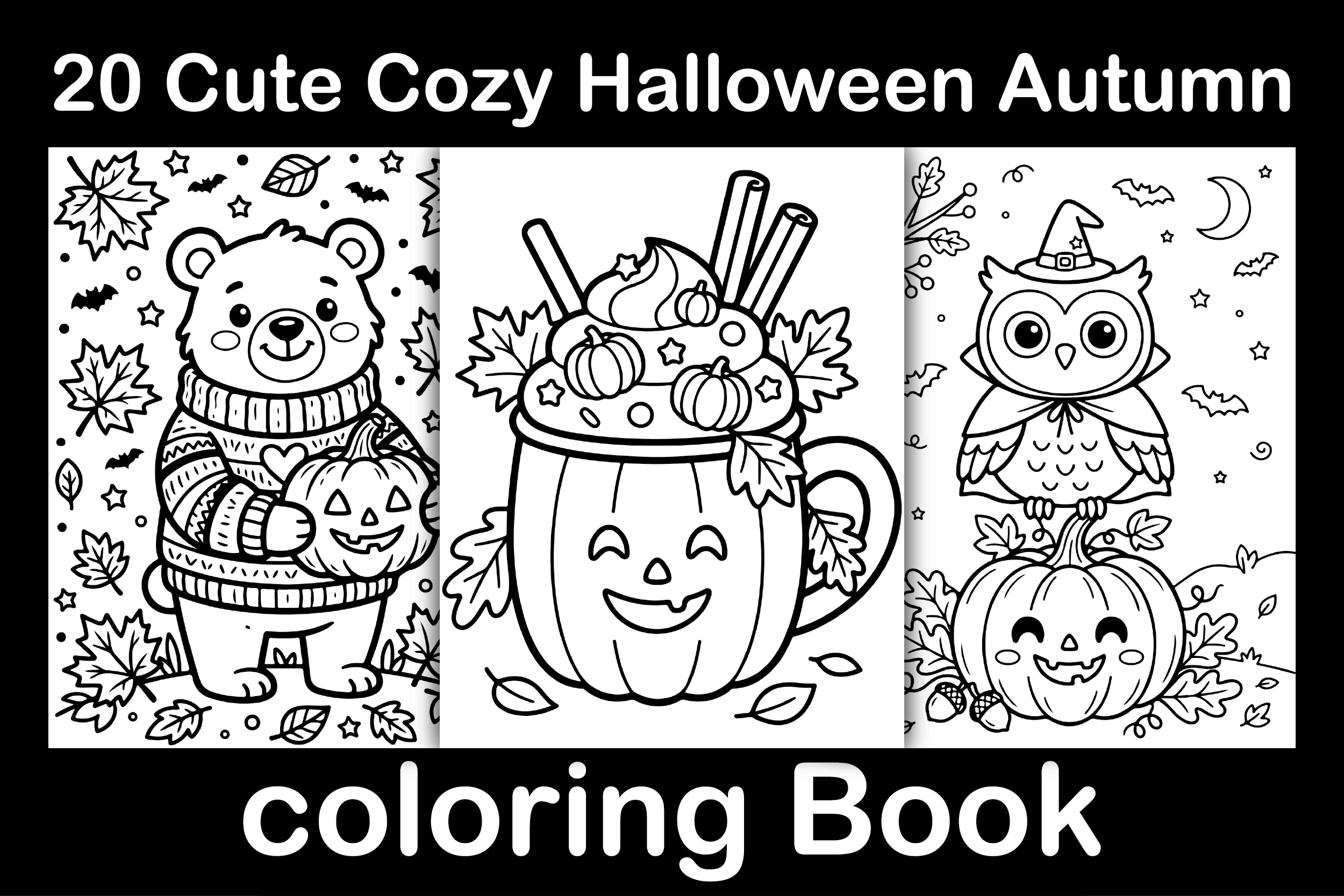 Cute Cozy Halloween Autumn Coloring Book
