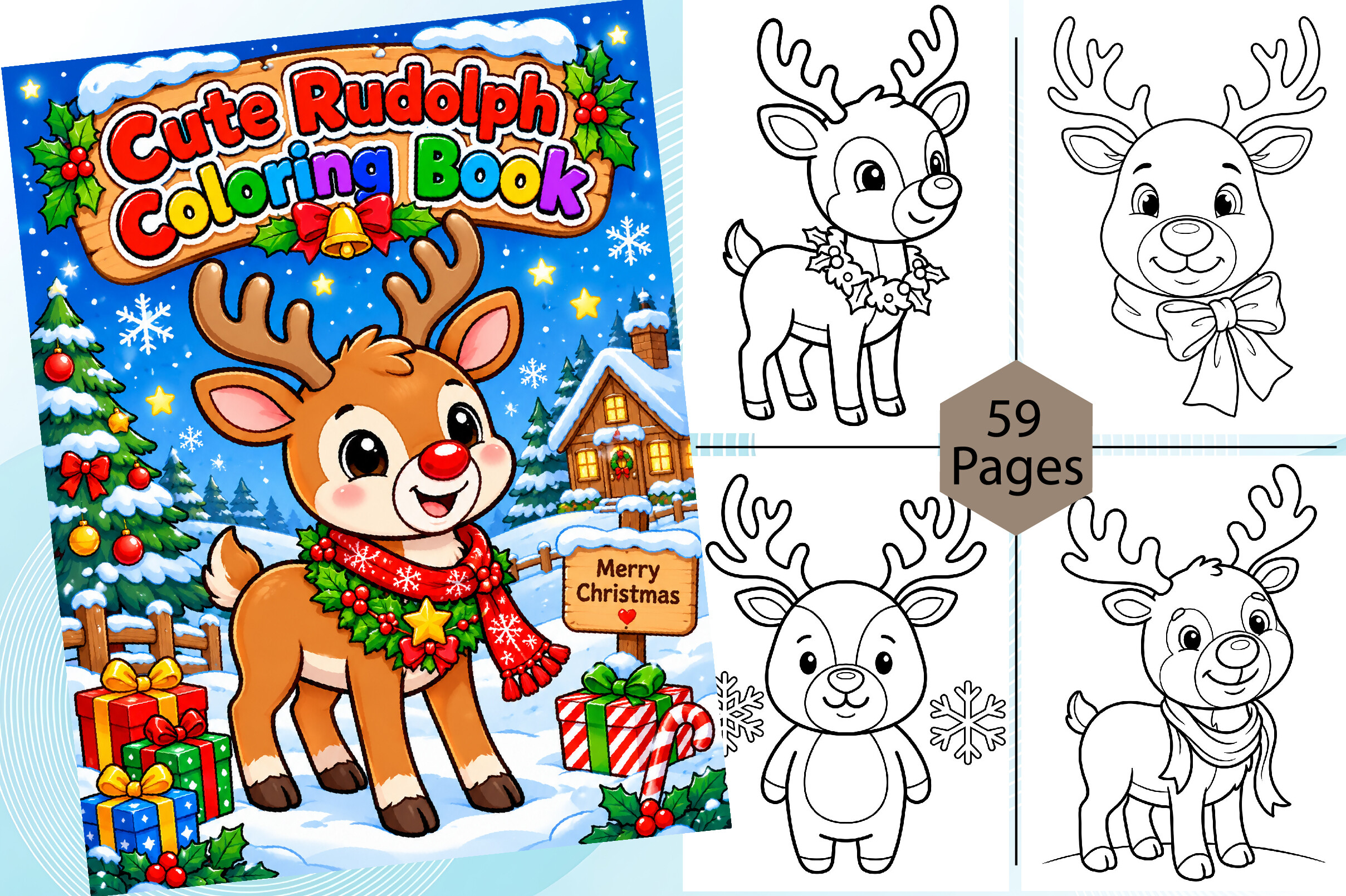 Cute Rudolph Coloring Book