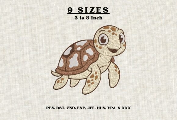 Cute Sea Turtle Machine Embroidery DST