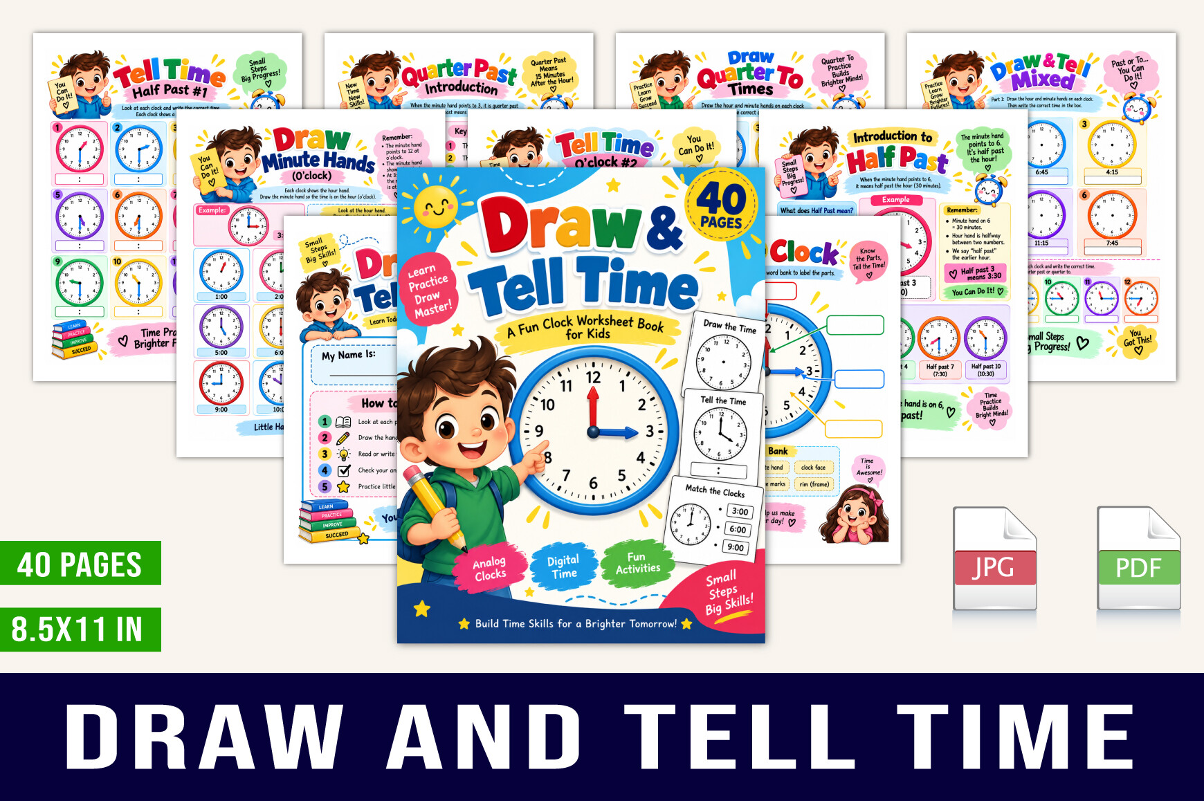 ⏰ Draw & Tell Time – Kids’ Clock Workshe