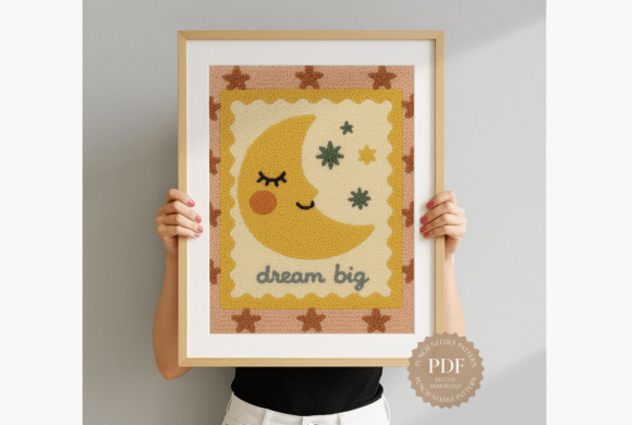 Dream Big Moon Punch Needle Pattern