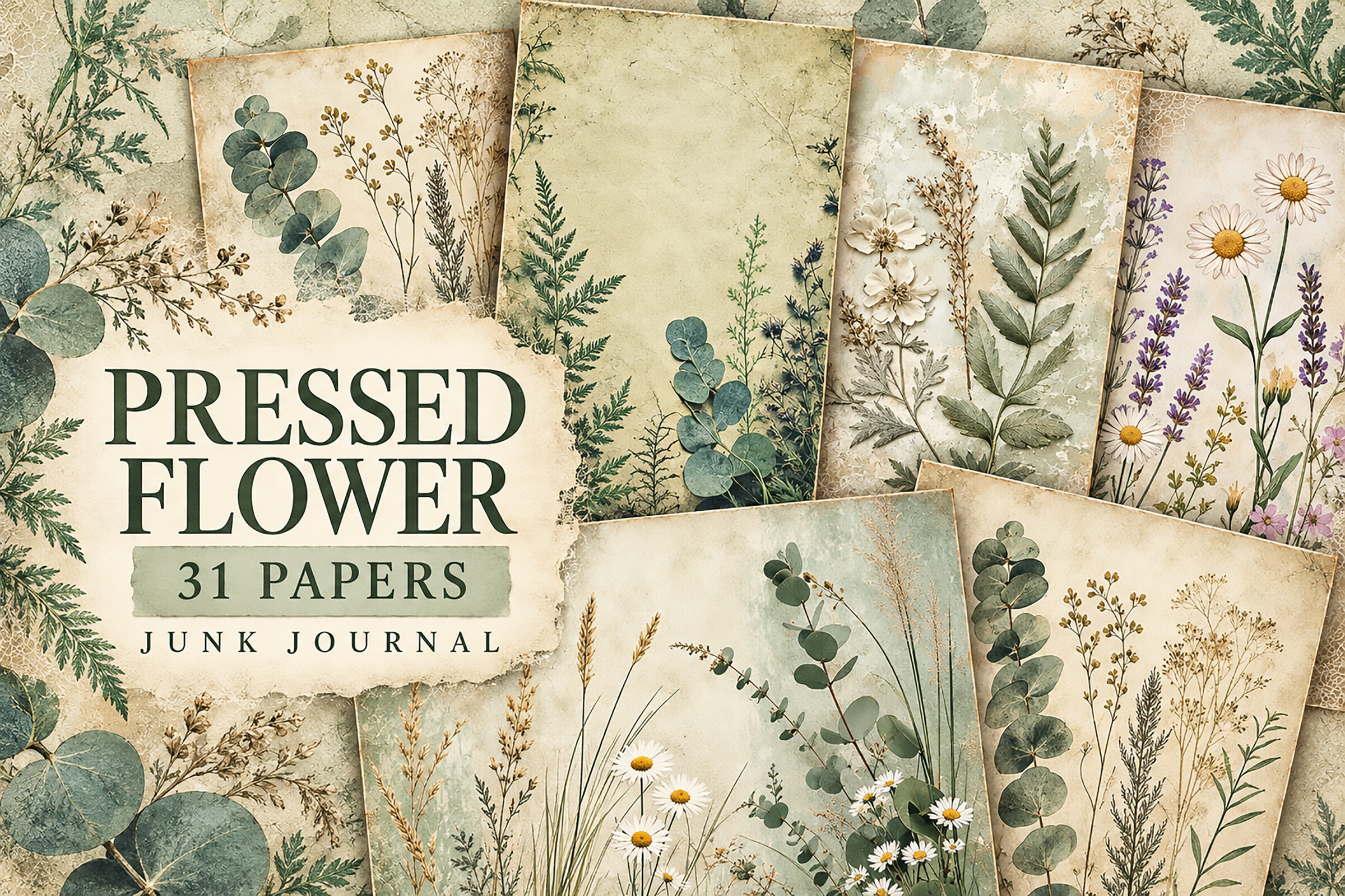 Eucalyptus Botanical Junk Journal Papers