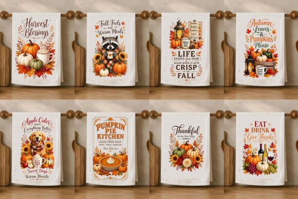 Fall Kitchen Towel PNG Bundle