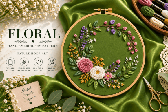 Floral Nature Hoop Art Hand Embroidery