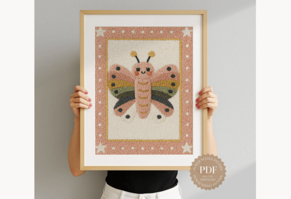 Framed Butterfly Punch Needle Pattern