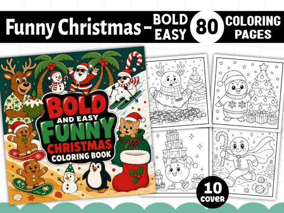 Funny Christmas Bold Easy Coloring Book