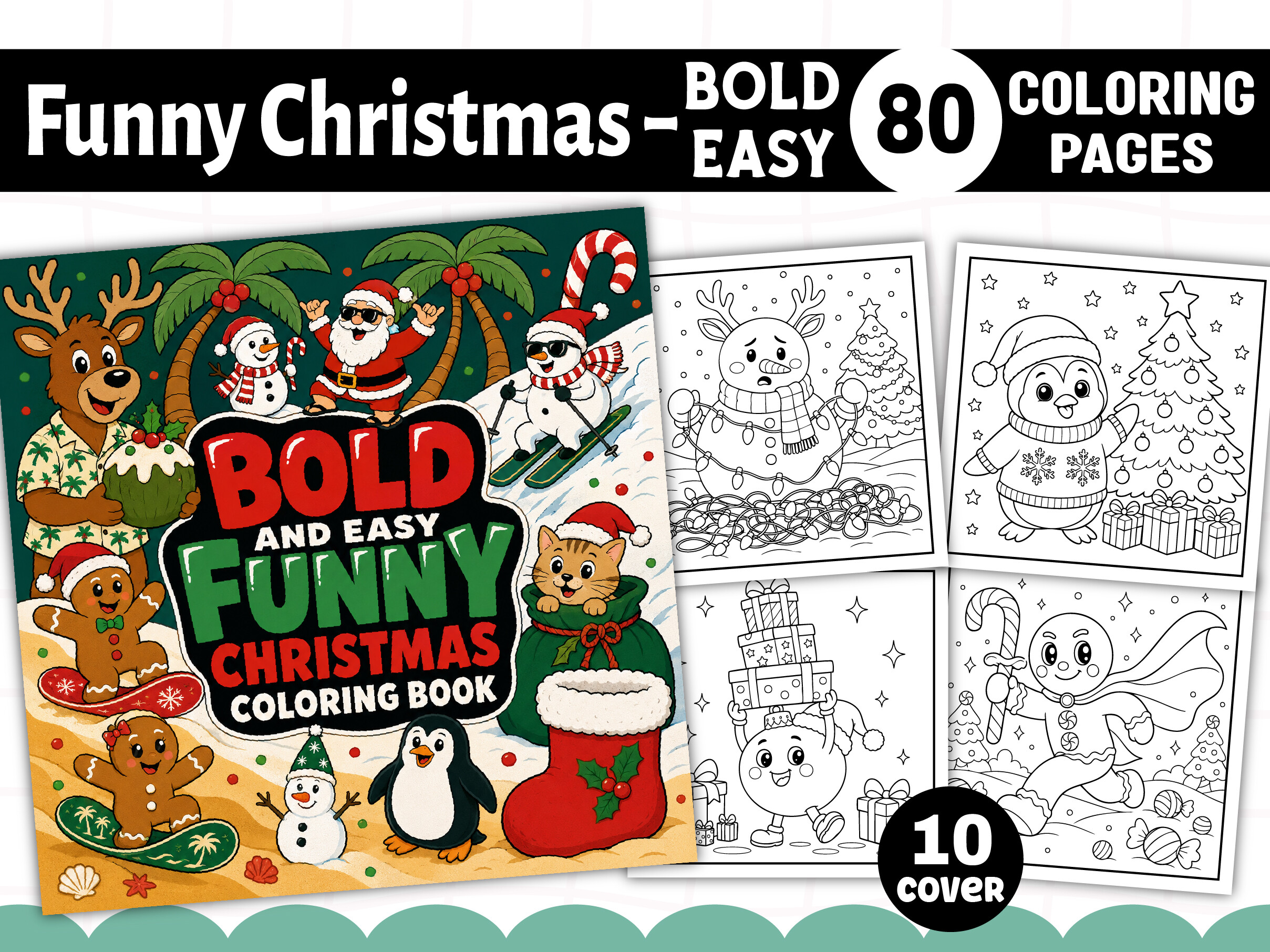 Funny Christmas Bold Easy Coloring Book