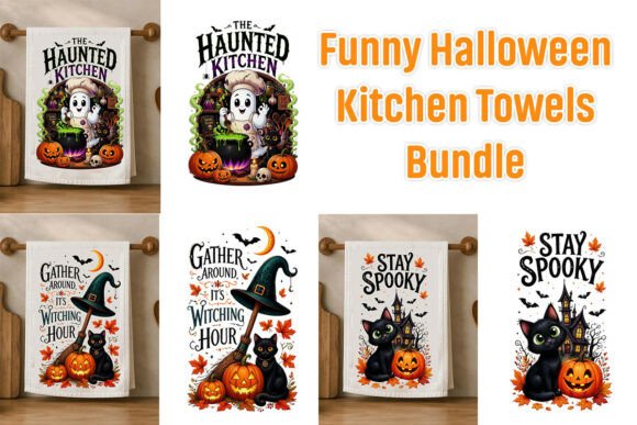 Funny Halloween Kitchen Towels PNG