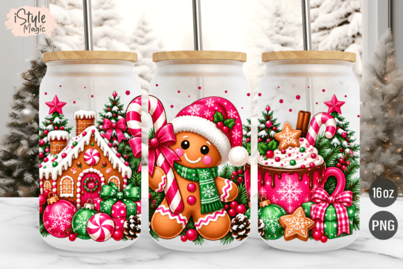 Gingerbread Christmas 16oz Glass Wrap