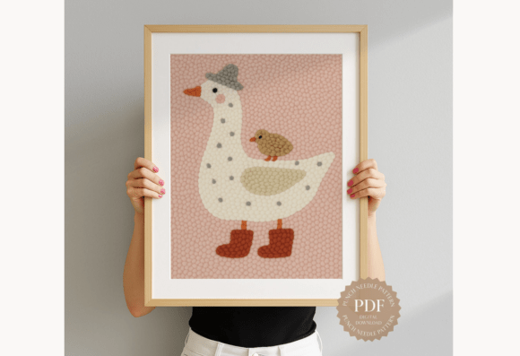 Goose and Chick Punch Needle Pattern