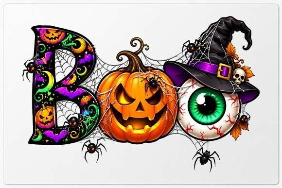 Halloween BOO Pumpkin & Eyeball PNG Graphic Illustrations By CREATIVE DESIGN ZONE